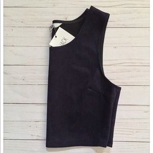 Navy Faux Suede Crop Vest